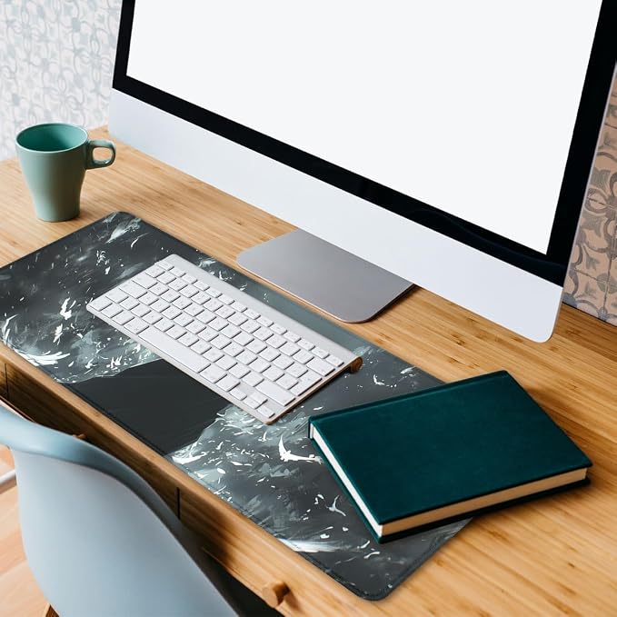 Mystic Angel Gaming Mouse Pad Desk Pad Gothic White Hair Girl Extended Gaming Mousepad Mat with Stitched Edge Non-Slip Base Big Mousepad Office Computer Keyboard 31.5"x11.8"
