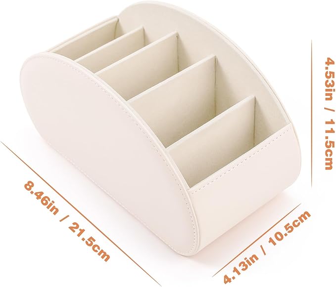 BONNY DODO Remote Control Holders Organizer Box with 5 Compartment PU Leather Multi-functional Office Desk Storage Caddy Store (Begie)