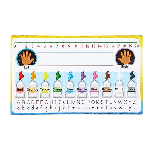 Really Good Stuff 24PK Primary Self-Adhesive Vinyl On-The-Go Reference Nameplate with a Left and Right Directions, an Alphabet, Colors, Number Line