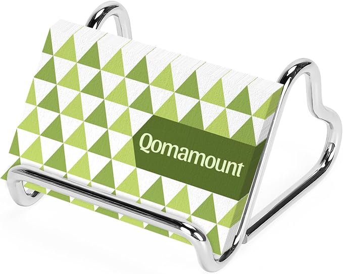 Qomamount Business Card Holder,Cute Heart-Shaped Metal Card Display Stand,Vertical Desktop Name Card Organizer,Small Phone Stand & Photo Holder for Office,Wedding,Reception,Exhibition(Silver)