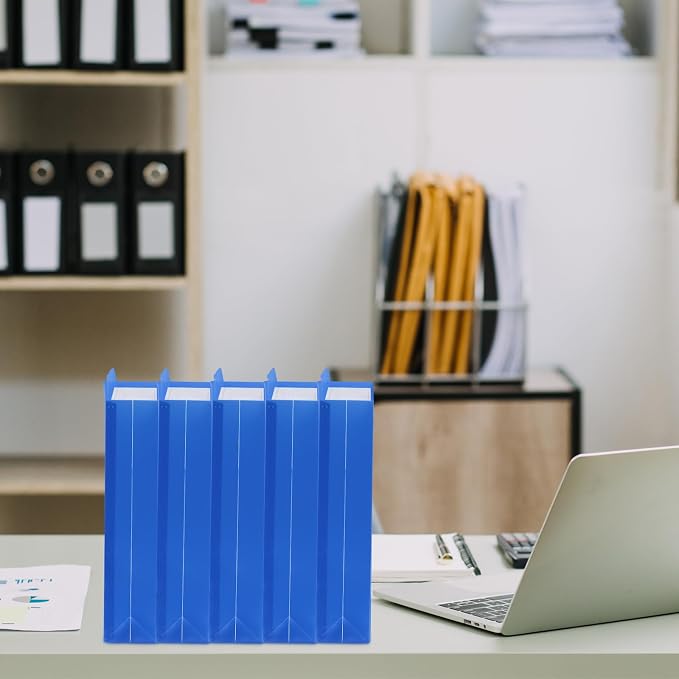 Dunzoom 50 Pack File Jackets Letter Size 2 Inch Blue Expansion Manila Plastic File Folders Expandable Heavy Duty Reinforced Straight Cut Tab Expandable Document Jacket for Office