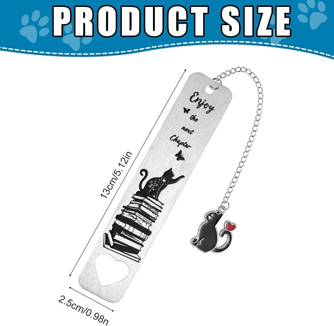 Cat Bookmark, Zinc Alloy Cute Kitten Themed Book Marker with Kitten Pendent for Reading Women Men Bookish Gifts Funny Animals Bookmark for Cat Lovers (Book Butterfly Hollow Style)