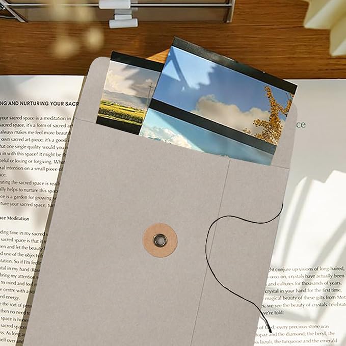 10 Pcs Vintage Kraft Paper File Folder Thickened A5 Filing Envelope Project Photo Pockets Reusable Document Wallet Bag with String Tie Closure for Office Home
