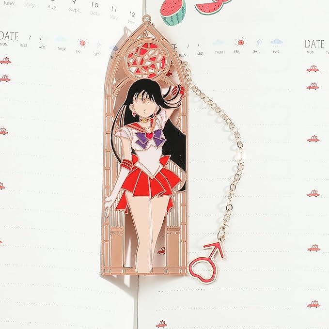 5 Style Anime Magical Girl Book Marks - Metal Bookmarks Gifts for Girls, Anime Fans, Book Lovers Student Men Women, Birthdays, Christmas, Valentine, School Supplies Book Accessory (Red Girl)