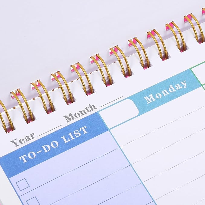 VICASKY Weekly Planner Spiral Book Desk Notebook Scheduler Calendar Bound Blank Desktop Undated Daily Planning Notepad Planne Pad Time Management Assignment Habit Tracker Plan Note Efficient Schedulin