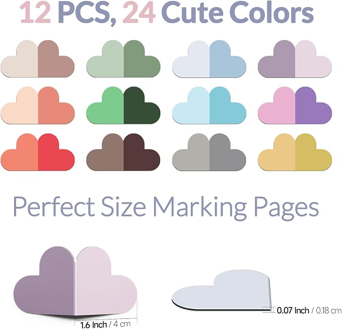 JIXZEN 12 PCS Corner Bookmarks for Women, Heart Magnetic Bookmarks for Reading Women Gifts, Cute Book Markers Bulk for Girls, Book Lovers, Book Club Readers, Teachers, Kids (24 Pretty Colors)