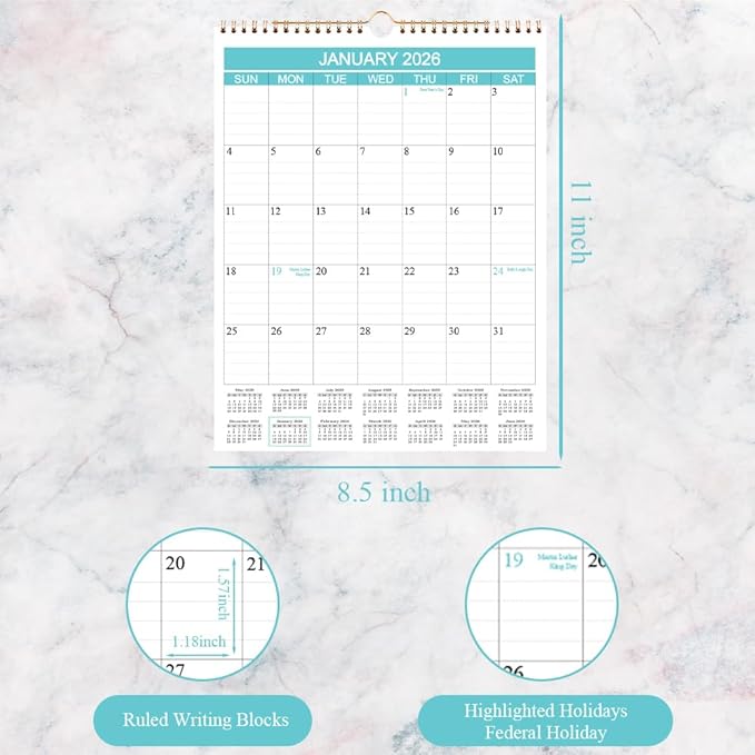 Calendar 2026-2027 - Wall Calendar Runs from Jan 2026 to Jun 2027-18 Monthly Calendar with Thick Paper for Planning and Organizing for Home or Office, Calender Planner, 8.5 x 11 In 2026 27 Calendars