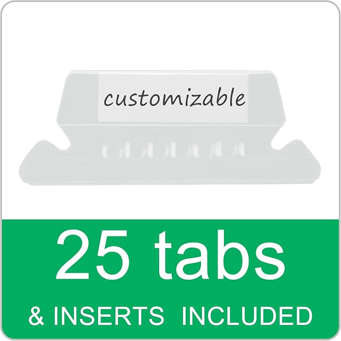 25 Packs Hanging File Folders,Assorted Color Letter Size File Folder,Designed for Bulky Files,Filing Cabinet,1/5 Adjustable Tabs for Office,School,Home(Black,Blue,Pink,Purple,Standard Green)