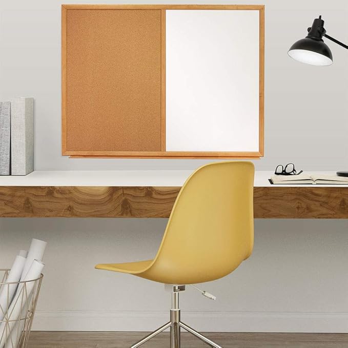 Quartet Combination Whiteboard & Corkboard, 3' x 2' Combo White Board & Cork Board, Oak Finish Frame (S553)