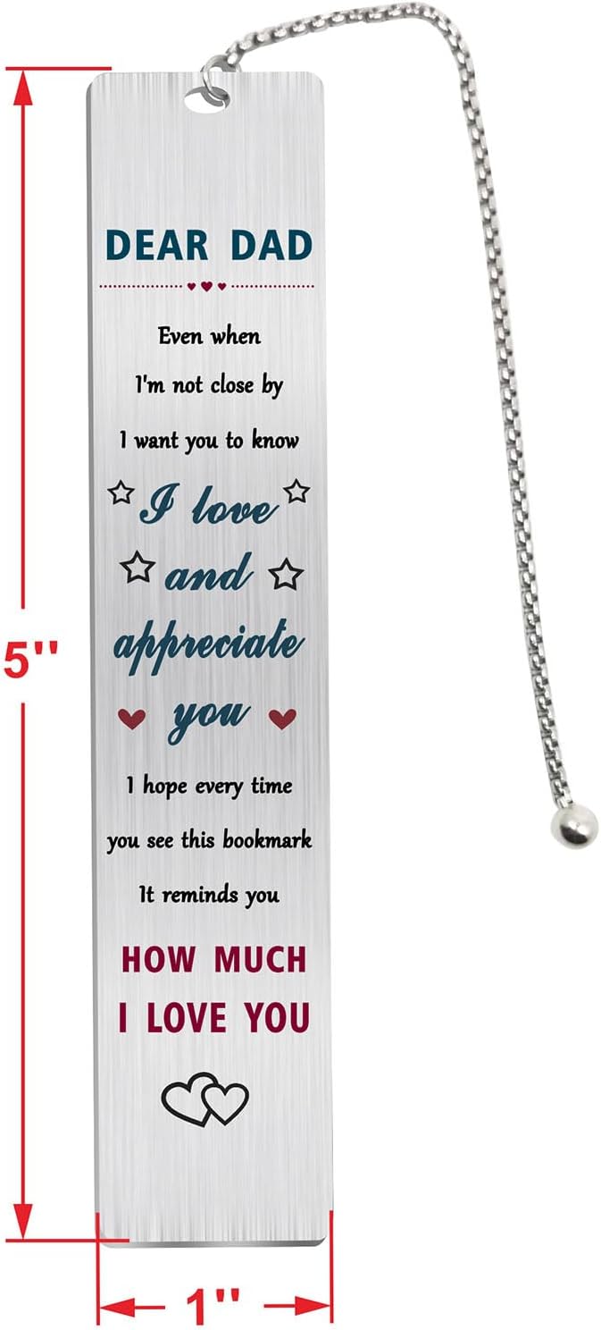 Jzxwan Fathers Day Dad Gifts, Daddy Father's Day Bookmark from Daughter Son, I Love You Dad Gifts for Men, Thank You Daddy Book Mark