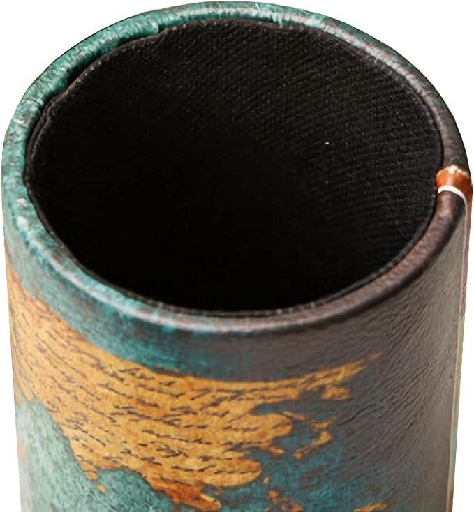 DreamsEden Vintage Pen Pencil Holder Cup Retro Pattern Desk Organizer for Home Office Bedroom (Blue World Map Round)