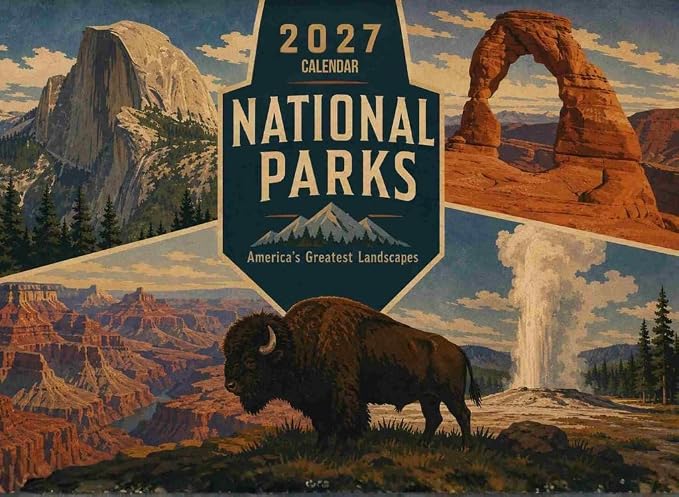 National Parks Vintage Travel Poster Calendar 2027 Monthly Wall Calender 12 Month