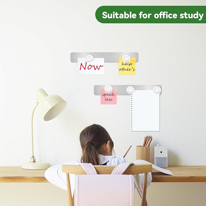 ZDZBLX Magnetic Board 6-Pack, Frameless Memo Bulletin Board Bar for Wall | Adhesive Backing Metal Magnet Board Strips for Office, Home, Kitchen | Includes 7 Strong White Magnet | Metal Magnetic Strips
