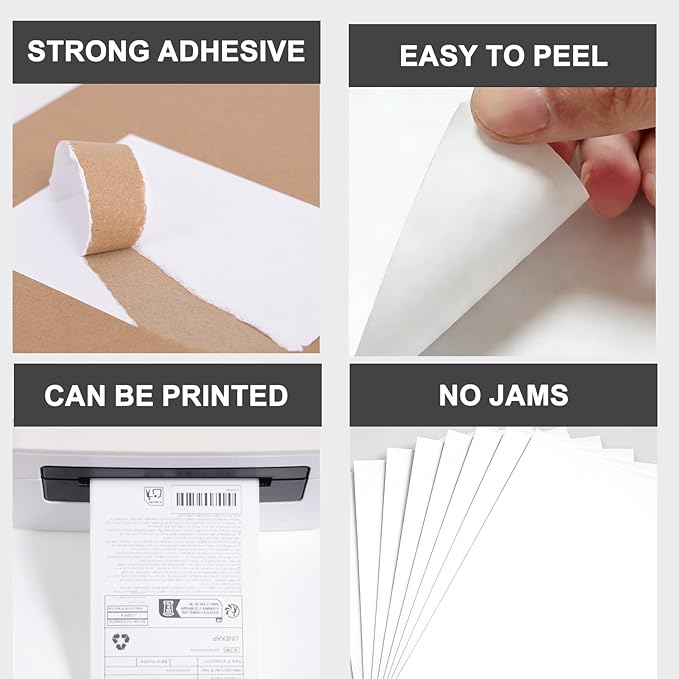 8.5"x5.5" Shipping Labels, Matte White Printable Labels, 80 Total (40 Sheets, 2-Up), Compatible with Laser & Inkjet Printers for Packaging & Mailing