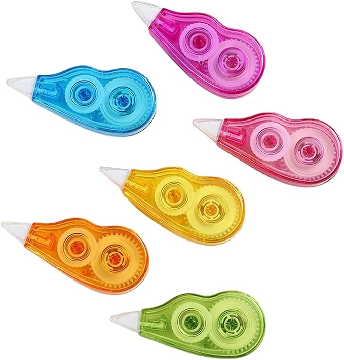 HANABASS 6pcs Correction Tape Set 12m Large Capacity Convenient Student Supply Colored Stationery for School and Office Use Random Color