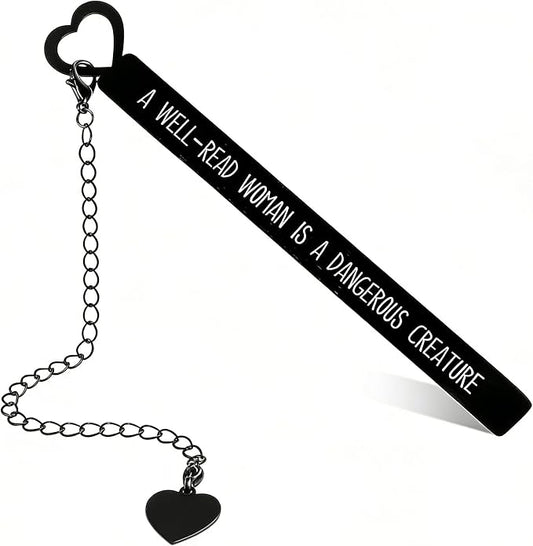 Funny Bookmarks for Book Lovers, Cute Black Stainless Steel Metal Bookmarks for Women, Readers,Writers,Dark Romance Reading Gift for Her, Best Friend, Teacher, Men, Student, Bookworm