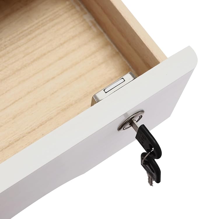 Wooden Desktop Storage Box with Lockable Drawers, Flat File Cabinet Drawer Desktop Storage Box, Countertop Storage Cabinet for Office Home Toiletries Supplies Vanity (walnut+white, 1 Drawer)
