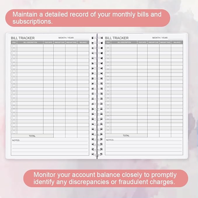 Bill Payment Tracker - Bill Tracker Notebook, Monthly Bill Organizer & Planner for Personal Budgeting Financial, Bill Payments Checklist Organizer, 5.8" x 8.25" Bill Organizer with Pocket