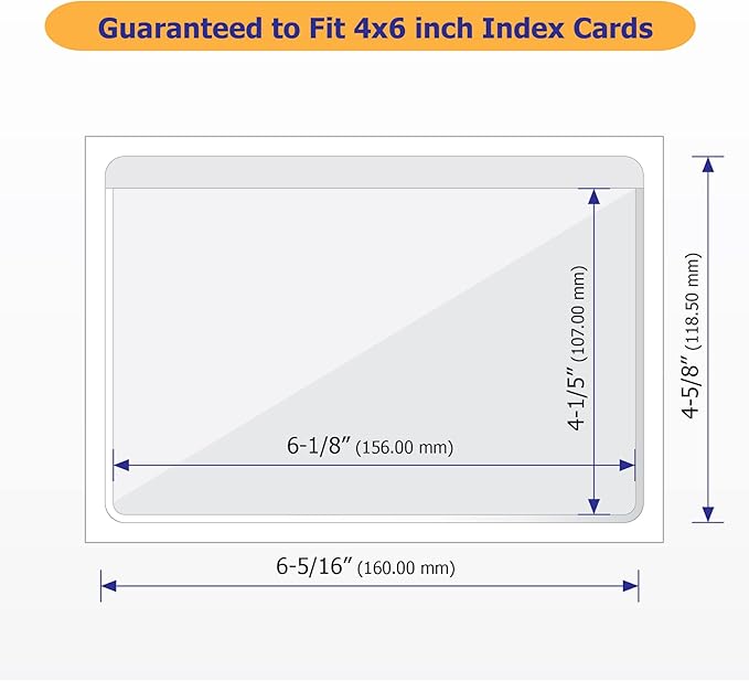 IMAGAME Clear Adhesive 4" x 6" Index Card Pockets with Top Open for Loading, 50 Pack, Plastic Labels Holders for Storage Bins and Library Card, Organizing and Protecting Your Index Cards or Photos