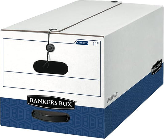 Bankers Box 12-Pack Heavy-Duty String & Button File Storage Box, FastFold Assembly, Letter, STOR/FILE, (00011)