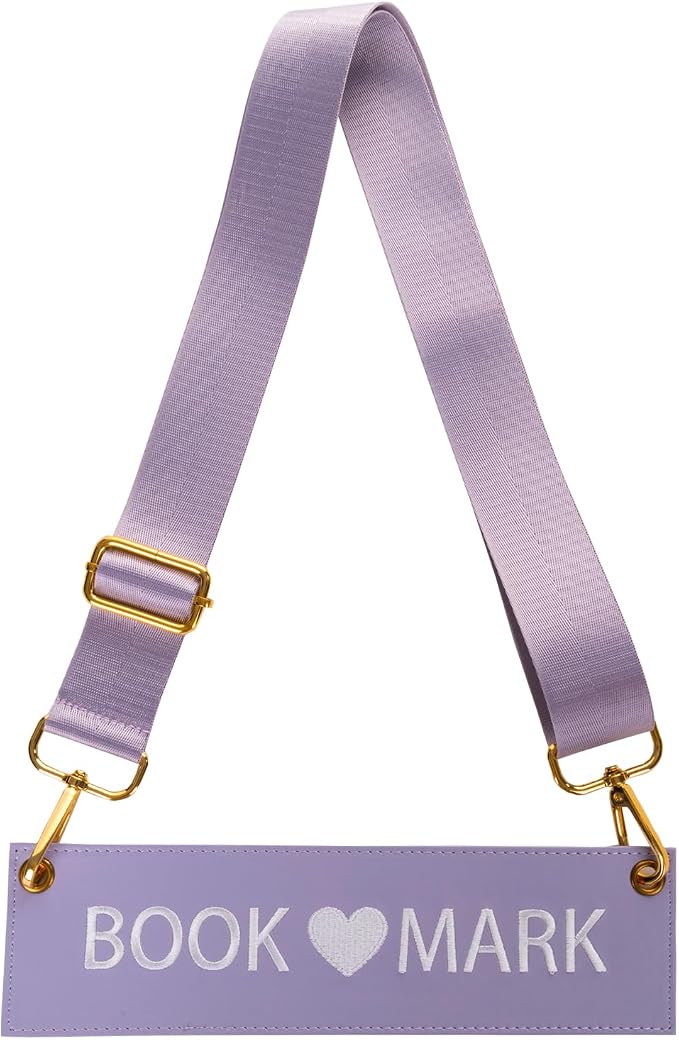 10 Inch Detachable Strap Bookmark,Embroidered Leather Bookmarks for Women,Unique Cool Funny Bookmarks Carrier for Women,Readers,Book Lovers (Purple)