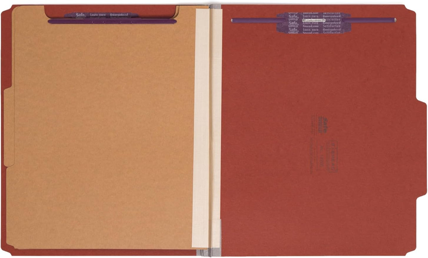 Smead Premium Pressboard Classification File Folder with SafeSHIELD® Fasteners, 2 Dividers, 2" Expansion, Letter Size, Red, 10 Each per Box (14205)