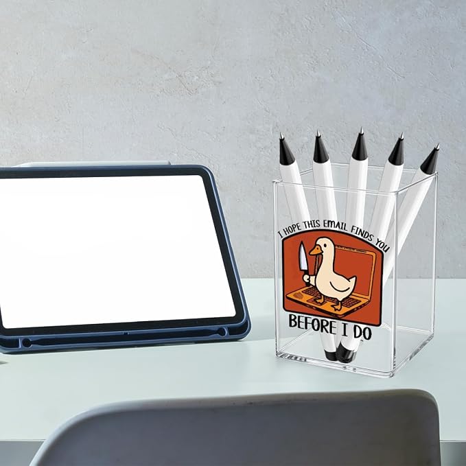Funny Silly Goose Office Quotes Desk Pencil Holder Appreciation Administrative Professional Day Gifts for Women Men Manager Coworker Friend Acrylic Pen Holder Pencil Pen Cup