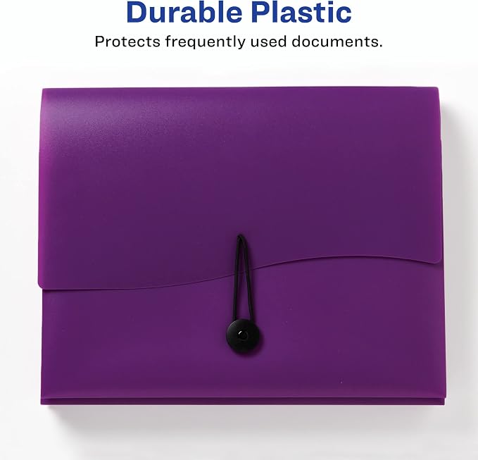 Avery Slide & View Expanding File Folder, 6 Pockets, Letter Size, 1 Plum Folder (73543)