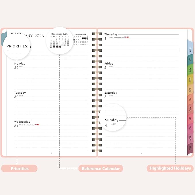 2026 Planner, 8.5" x 11" Weekly and Monthly Large Calendar Planner, Letter Size, Jan - Dec 2026, Hardcover Daily Agenda and Organizers for School Essentials & Office Supplies