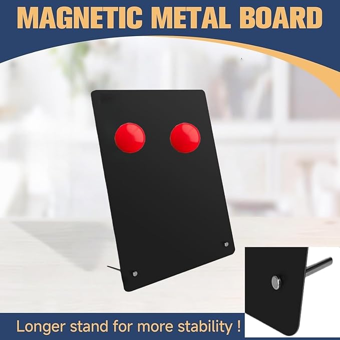 1-Pack Magnet Board, Magnet Display Stand, 12.6 x 11 Inch Memo Board with Removable Feet for Desk, Kitchen, Memo, Photo and Document Display(1, Black-Vertical)