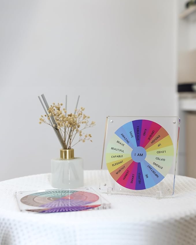 2 Pieces Acrylic Feelings Wheel & Needs Wheels Emotions Wheel Mental Health Tool for Home/Office/School Education Supplies School Classroom Decor