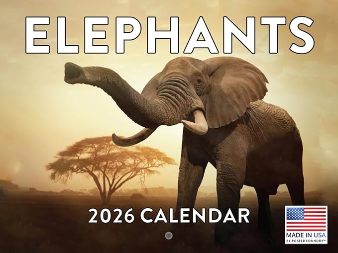 Elephant Calendar 2026 Monthly Wall Calender 12 Month Elephants For Elephant Lovers Women Men| American Made In The USA