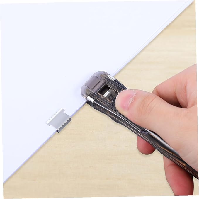 Multi-Function Desktop Stapler with Document Clamp and 200pcs Refill Clips, Portable Professional Paper Stapler for Office and School Binding