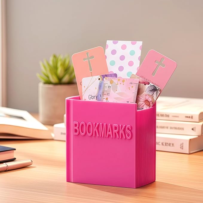 Honeydak 3D Printed Book Shaped Bookmark Holder Book Lover Gift Bookish Accessory Office Desk Supplies Funny Bookmark Accessories End of Year Gift for Teacher (Rose Red)