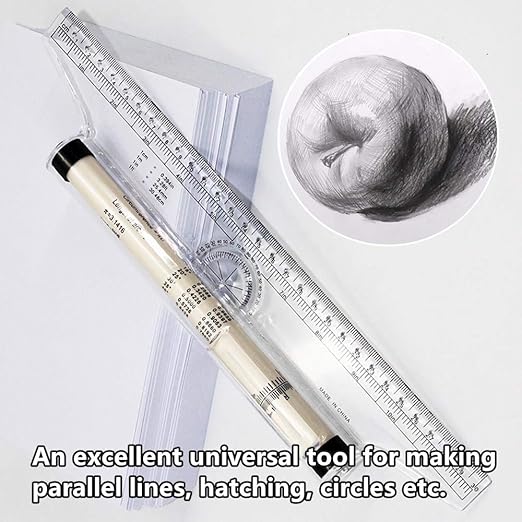 12 Inch Slide Ruler for Mathematics - 2 Pack Multifunctional Drawing & Rolling Ruler, Balancing Scale for Students, Artists, Architects, Engineers