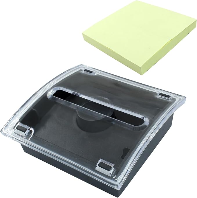 1 Pcs Pop Up Note Dispenser Sticky Notes Holder Black Base Clear Top Sticky Pad Holder for School Office Home Store/Desk Users