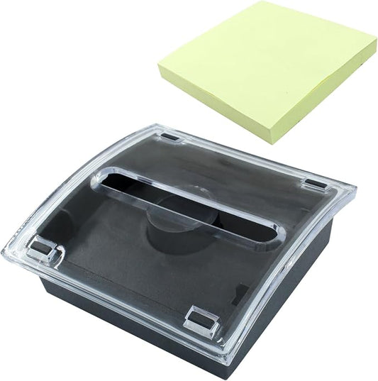 1 Pcs Pop Up Note Dispenser Sticky Notes Holder Black Base Clear Top Sticky Pad Holder for School Office Home Store/Desk Users