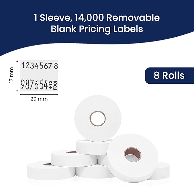 Perco Removable Adhesives White Labels for Monarch 1136 Price Gun - 1 Sleeve (14,000 Labels)