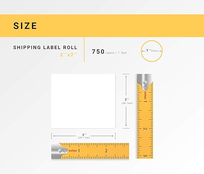 HOUSELABELS 2" x 2" Multipurpose Labels on 1" Core Compatible with Zebra and Rollo Printers, 1 Roll / 750 Labels per Roll