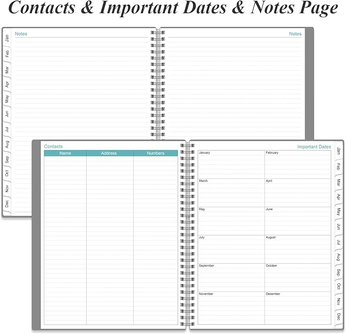 2026 Planner - 8.5" x 11" Weekly Monthly Planner from January 2026 to December 2026, Planner 2026 with 12 Monthly Tabs, Inner Pocket, Elastic Closure, Grey
