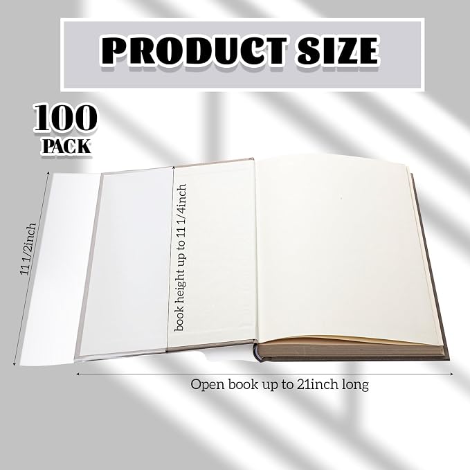 ReliThick 100 Pack Adjustable Clear Book Cover for Book with 11.25 x 21, Plastic Waterproof Sleeve for Textbook Paperback, with Self Adhesive Closure, Against Dust, Wear Protector(Clear)