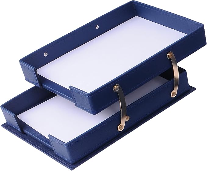 MOOGCO Leather Desk Organizer Set - 14 PCS (Blue) - 19.29 x 13.39 inches
