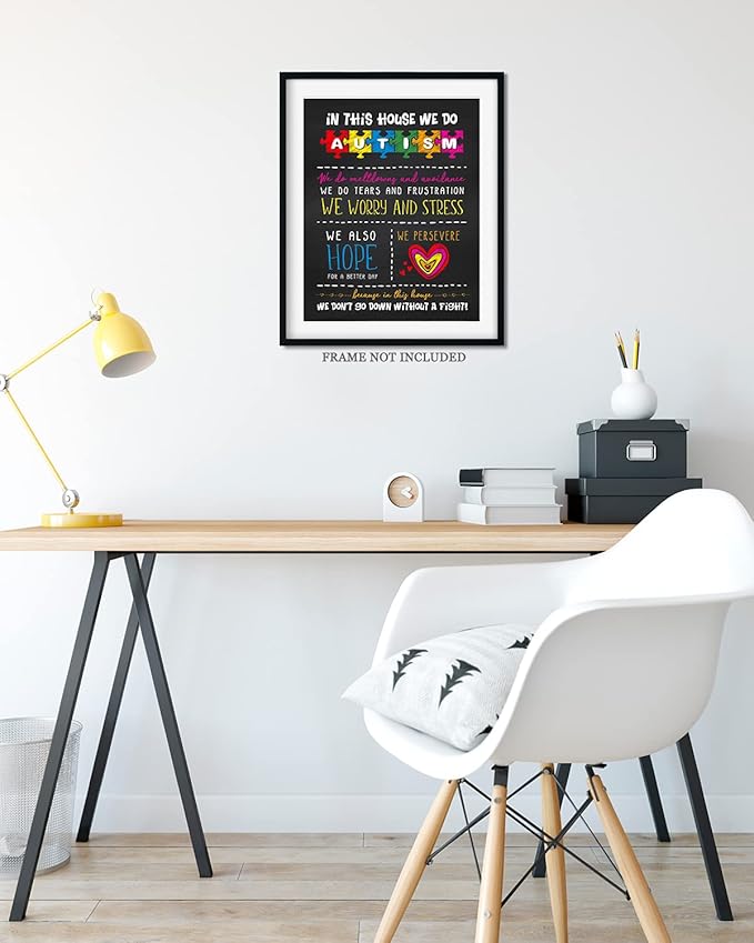 In This House We Do Autism | Autism Awareness Decor | Autism Classroom | Boho Rainbow Decor Classroom | Autism Sign | Autism Art Wall Decor Classroom | Autistic decorations - 8x10 unframed print