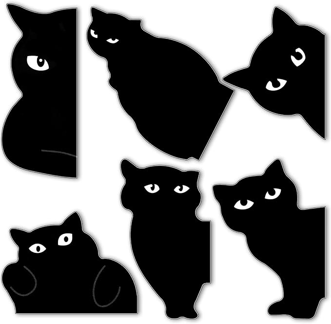 Sliverdew Magnetic Bookmarks, 6 Pcs Assorted Black Cat Page Marker Set for Cats Lover Gifts, Cute Kawaii Book Mark Page Clips for Women Teachers Students Book Lovers