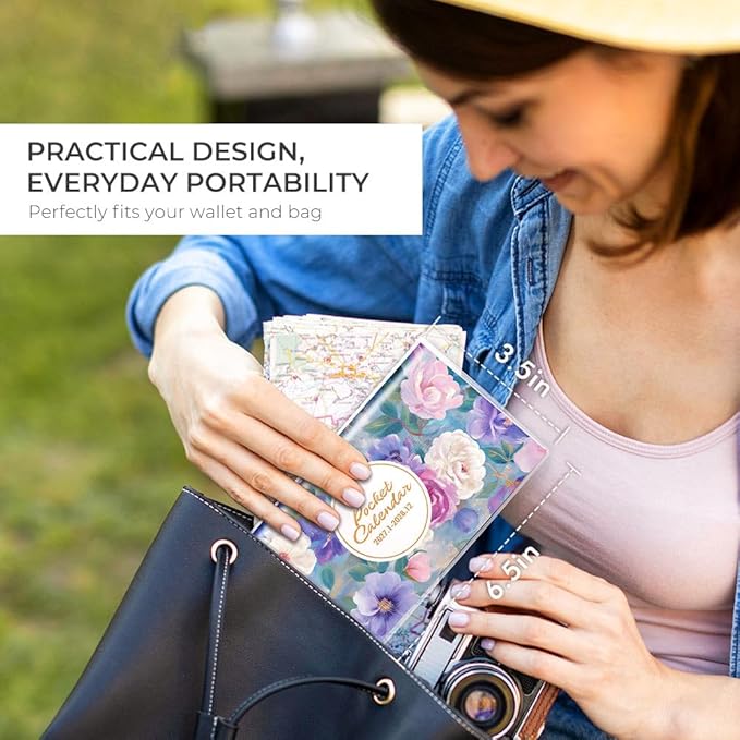 Pocket Calendar 2027-2028 for Purse, Small Pocket Planner 2027-2028 for Purse 3.5×6.5In, 24 Month Organizer from Jan 2027- Dec 2028 Mini Planner with Pvc Cover for Organizing & Planning