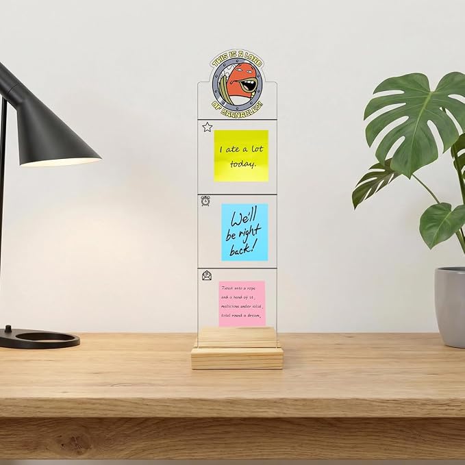 Monitor Memo Board Computer Monitor Memo Board Sticky Note Organizer Acrylic Desk Accessories Funny Office Supplies Removable Wooden Base Set Sticky Notes 100 Sheets 11.8×3.1 inches