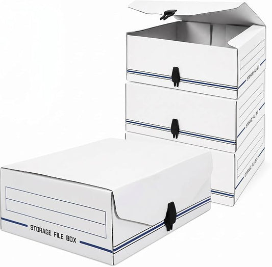 Ctosree 3 Packs Storage File Box with Snap Close, 9-1/8 x 11-3/8 x 4-3/8 Inch Secure Document Organizer Container for Receipts Letter Legal Tax Papers, Office Business Supplies