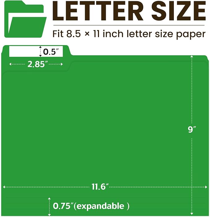 Colored File Folders Letter Size, 120 Pack 6 Colors Bright Folders 1/3 Cut Tabs, Assorted Pastel Color Office School Buiness Folders for Filing Organization, Paper File Folder Bulk Set
