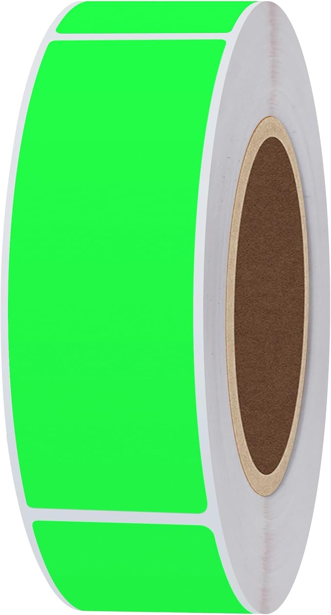 Hybsk 1x3 Inch Color-Code Labels Fluorescent Green Sticker Rectangle 500 Labels Per Roll (Fluorescent Green)