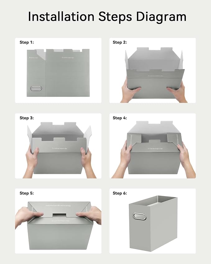 Oterri File Organizer Box, Portable Collapsible Cardboard File Folder Organizer with Handle for Letter Size Hanging Files, Document Storage Box for Home Office & Classroom (8 Packs,Colorblock)